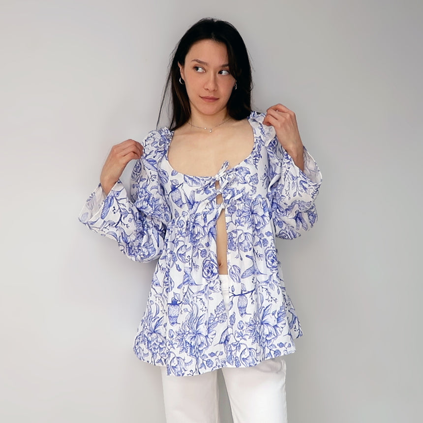 Josephine Ruffle + Puff Sleeves Blouse PDF Sewing Pattern