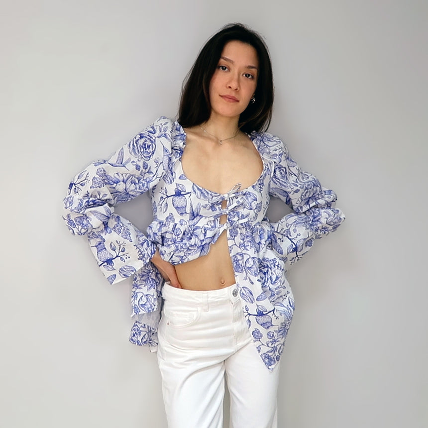 Josephine Ruffle + Puff Sleeves Blouse PDF Sewing Pattern