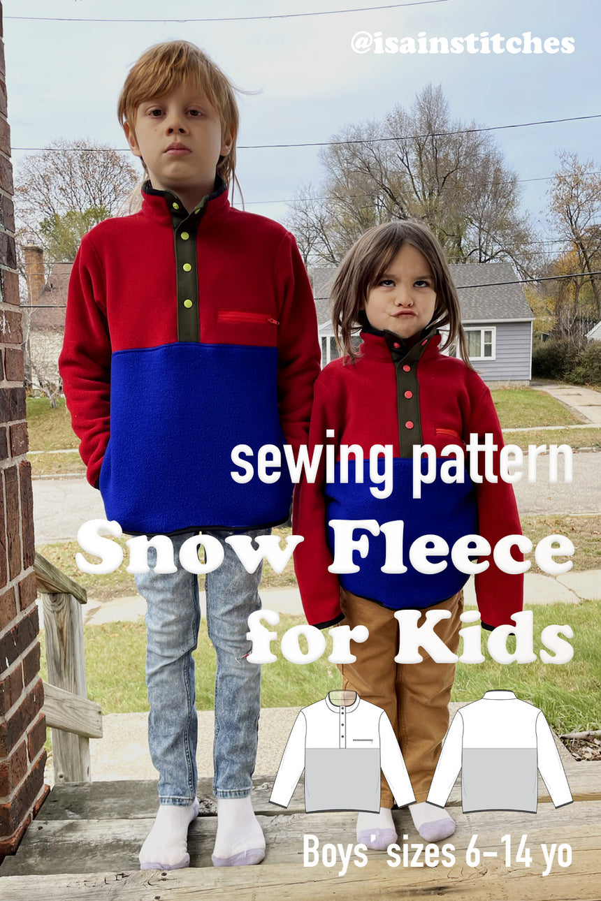 Half Snap Polar Fleece Sweatshirt for Boys 6-14 yo PDF Sewing Pattern