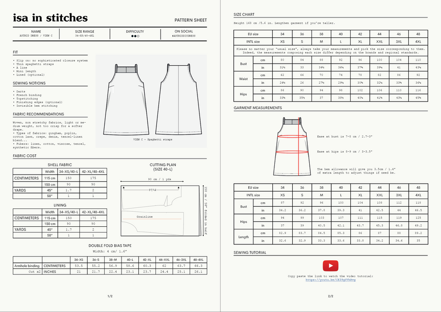 A line Mini Summer Dress #astriddiydress PDF Digital Sewing Pattern