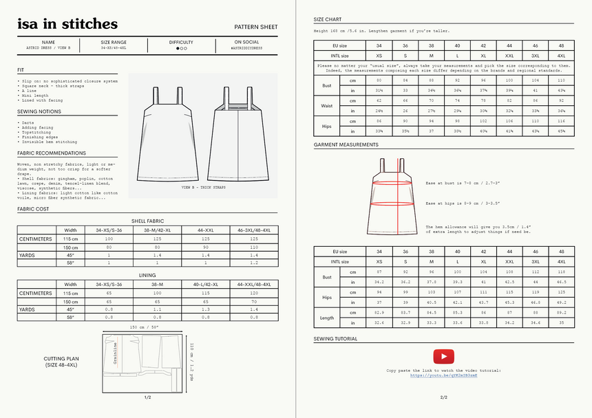 A line Mini Summer Dress #astriddiydress PDF Digital Sewing Pattern