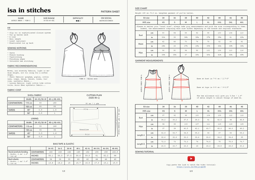 A line Mini Summer Dress #astriddiydress PDF Digital Sewing Pattern