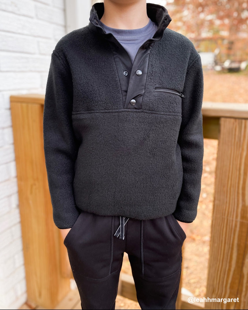 Half Snap Polar Fleece Sweatshirt for Boys 6-14 yo PDF Sewing Pattern
