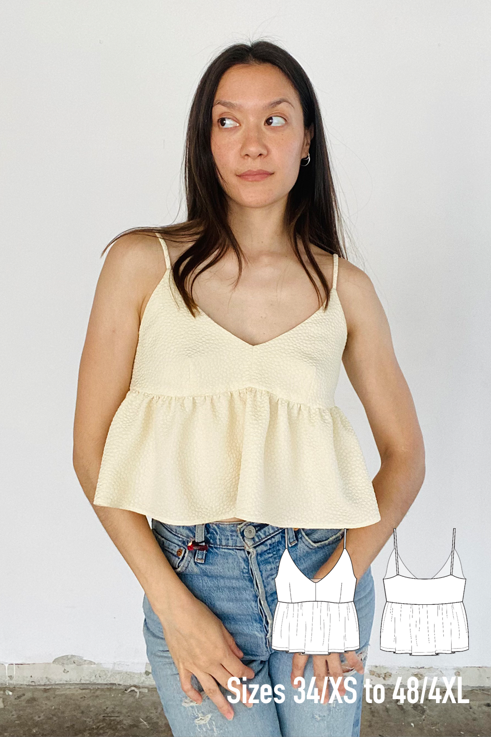 トップス maison de dolce. blossom cami V Neck Peplum Ruffle Cami Top Maggie PDF pattern – isa in stitches