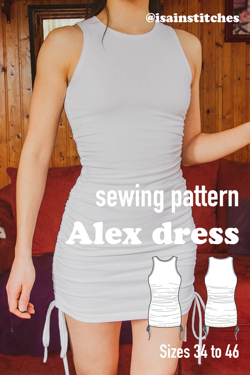 Bodycon drawstring mini dress #alexdiydress PDF Sewing Pattern
