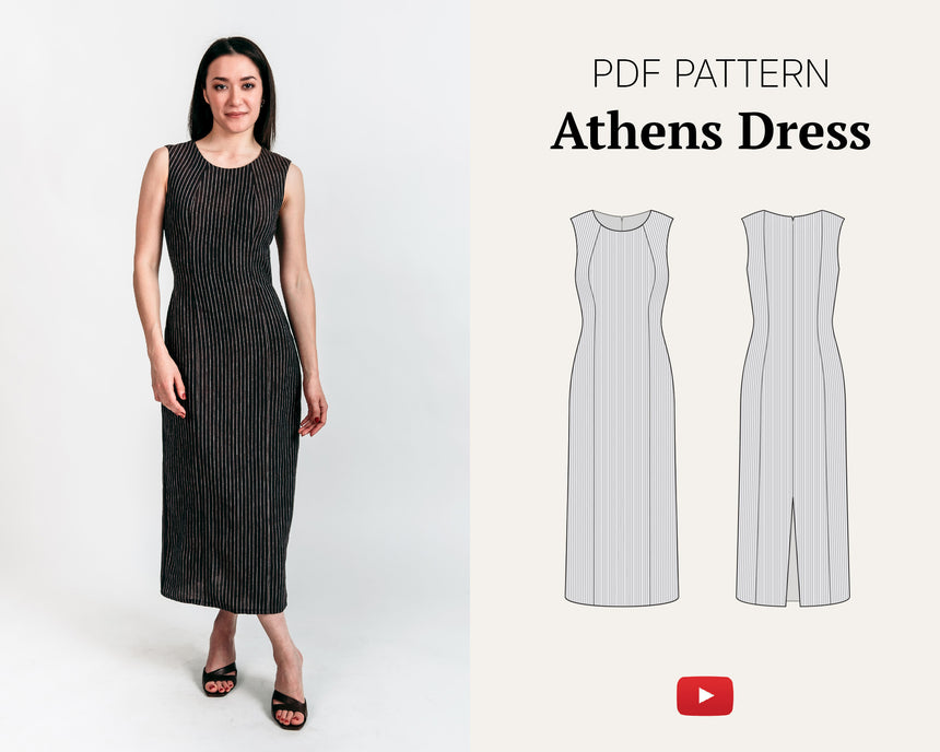 Athens Long Straight Dress #athensdiydress Digital Sewing Pattern
