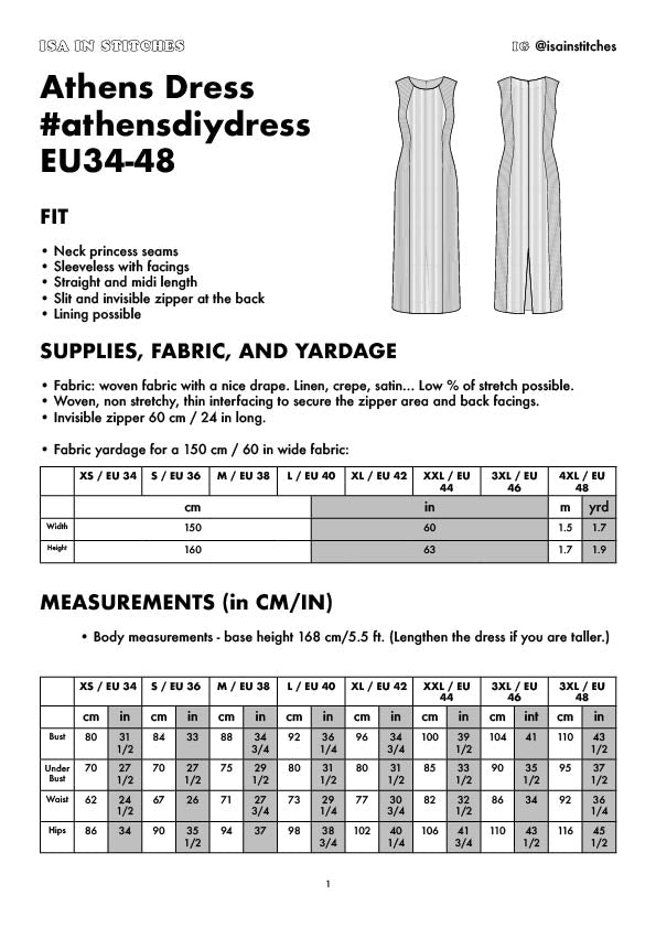 Athens Long Straight Dress #athensdiydress Digital Sewing Pattern