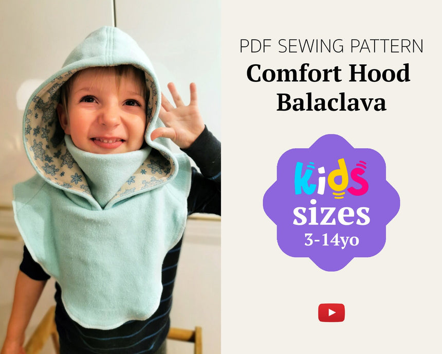 Comfort Hood Balaclava Kid sizes PDF sewing pattern
