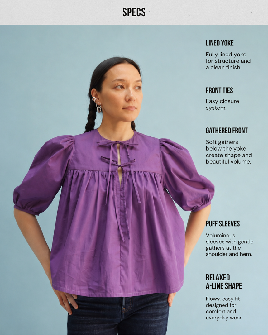 Puff Sleeve Ruffle Collar Blouse & dress Lenore PDF Sewing Pattern