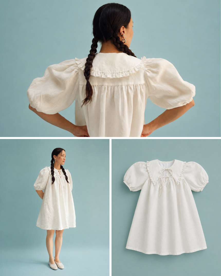 Puff Sleeve Ruffle Collar Blouse & dress Lenore PDF Sewing Pattern