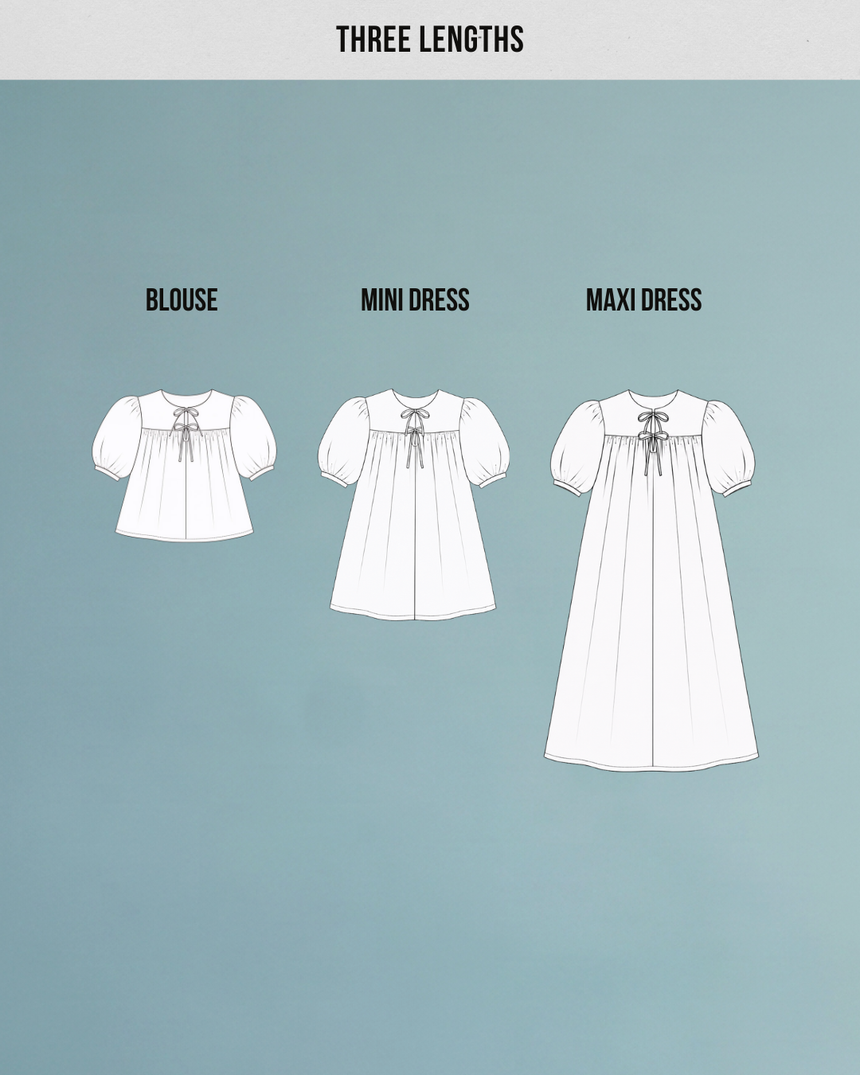 Puff Sleeve Ruffle Collar Blouse & dress Lenore PDF Sewing Pattern