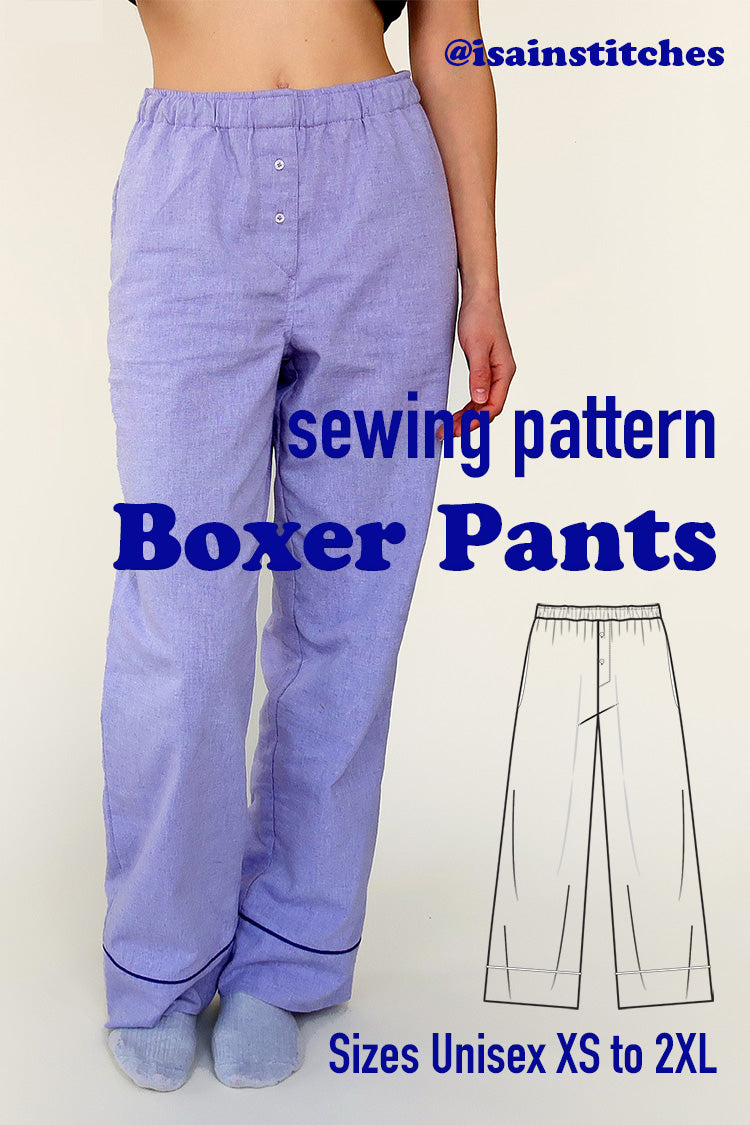 Unisex Boxer Pajama Pants XS-2XL #diyboxerpants PDF Sewing Pattern
