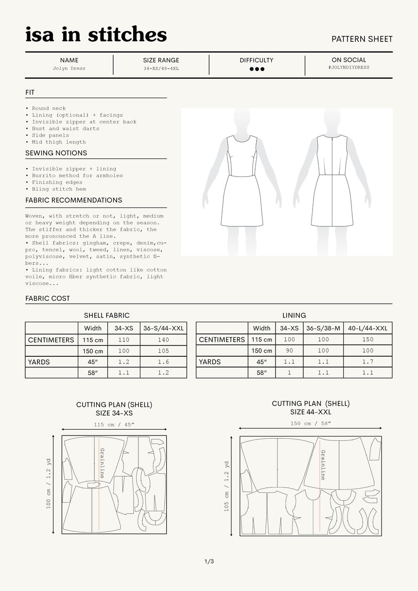 Sleeveless Preppy A Line Dress #jolyndiydress PDF Digital Sewing Pattern