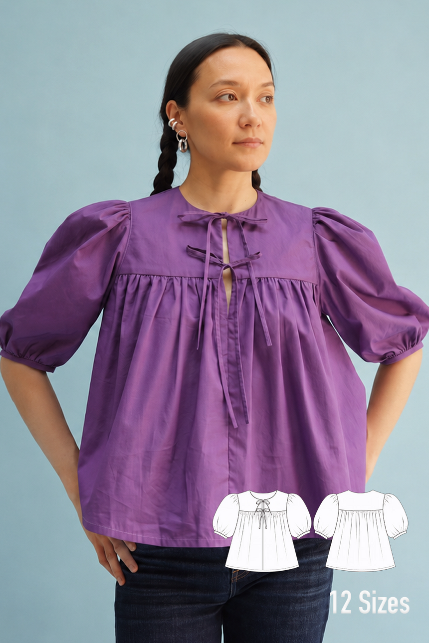 Puff Sleeve Ruffle Collar Blouse & dress Lenore PDF Sewing Pattern
