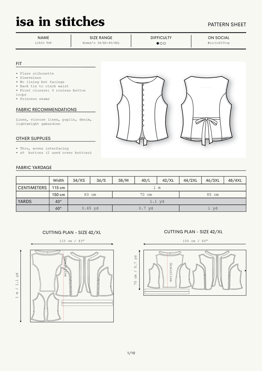 Lirio Flare Summer Top Women's Sewing Pattern