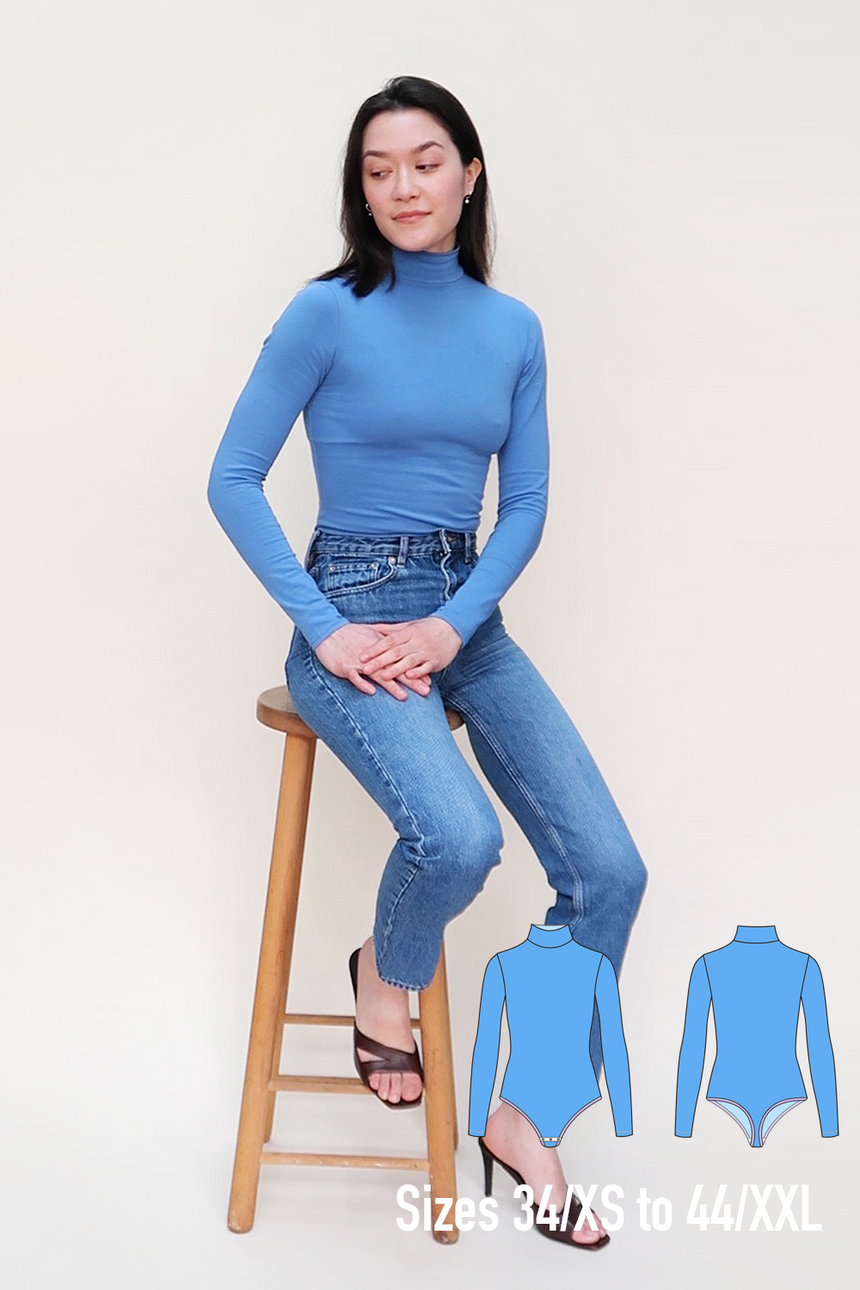 Turtleneck bodysuit #sukibodysuit PDF Sewing Pattern