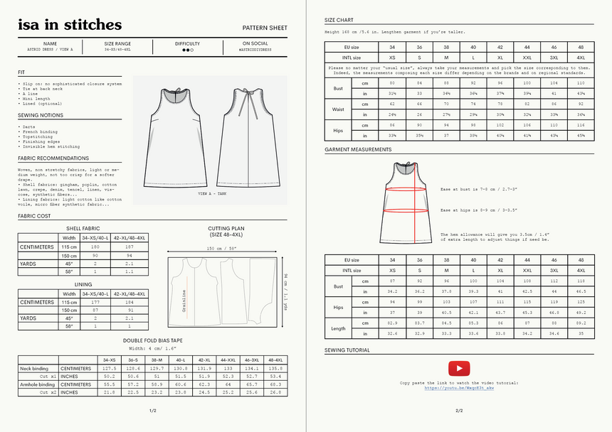A line Mini Summer Dress #astriddiydress PDF Digital Sewing Pattern