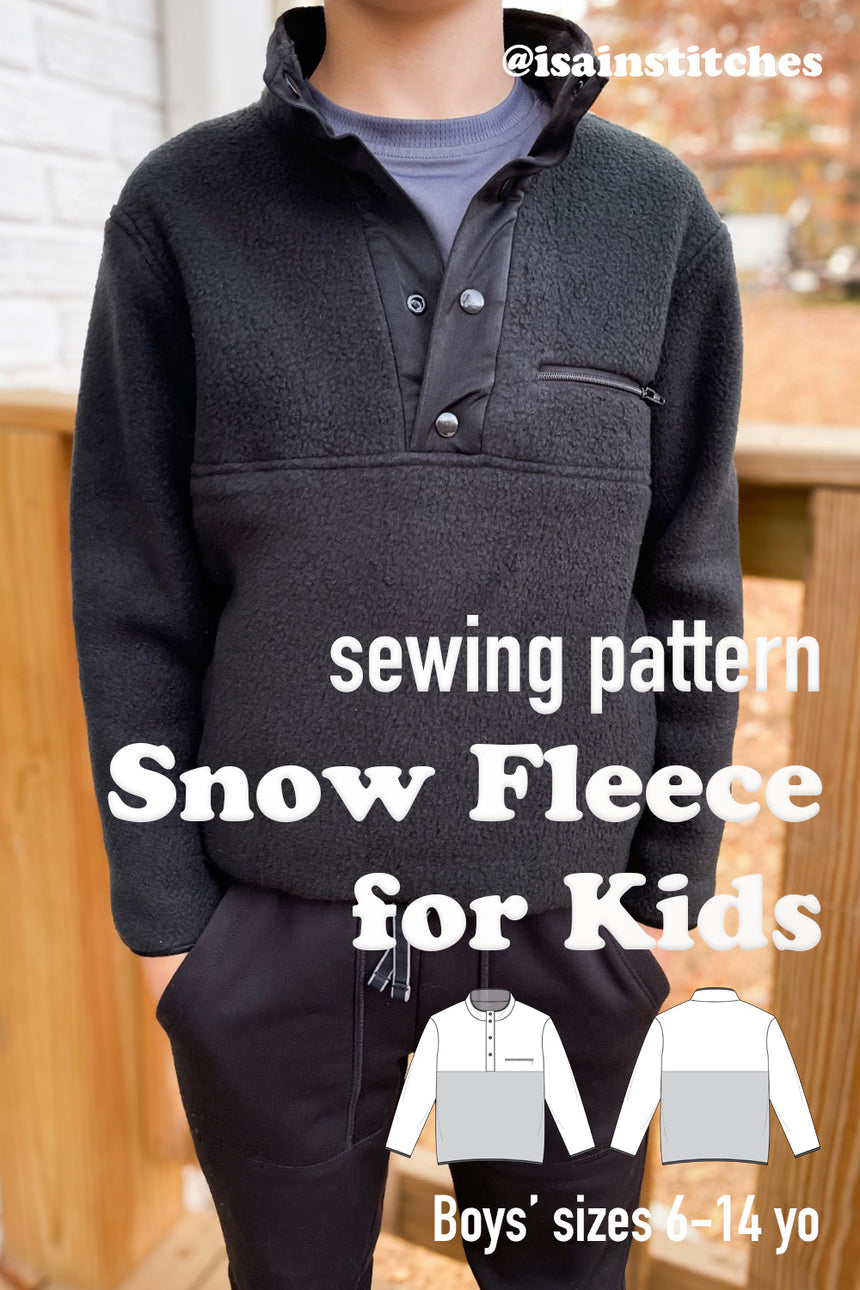 Half Snap Polar Fleece Sweatshirt for Boys 6-14 yo PDF Sewing Pattern