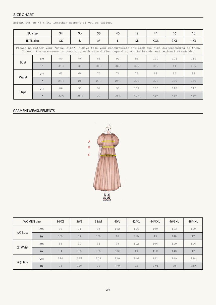 Long Slip On Puff Sleeve Gathered Summer Dress PDF Digital Sewing Pattern