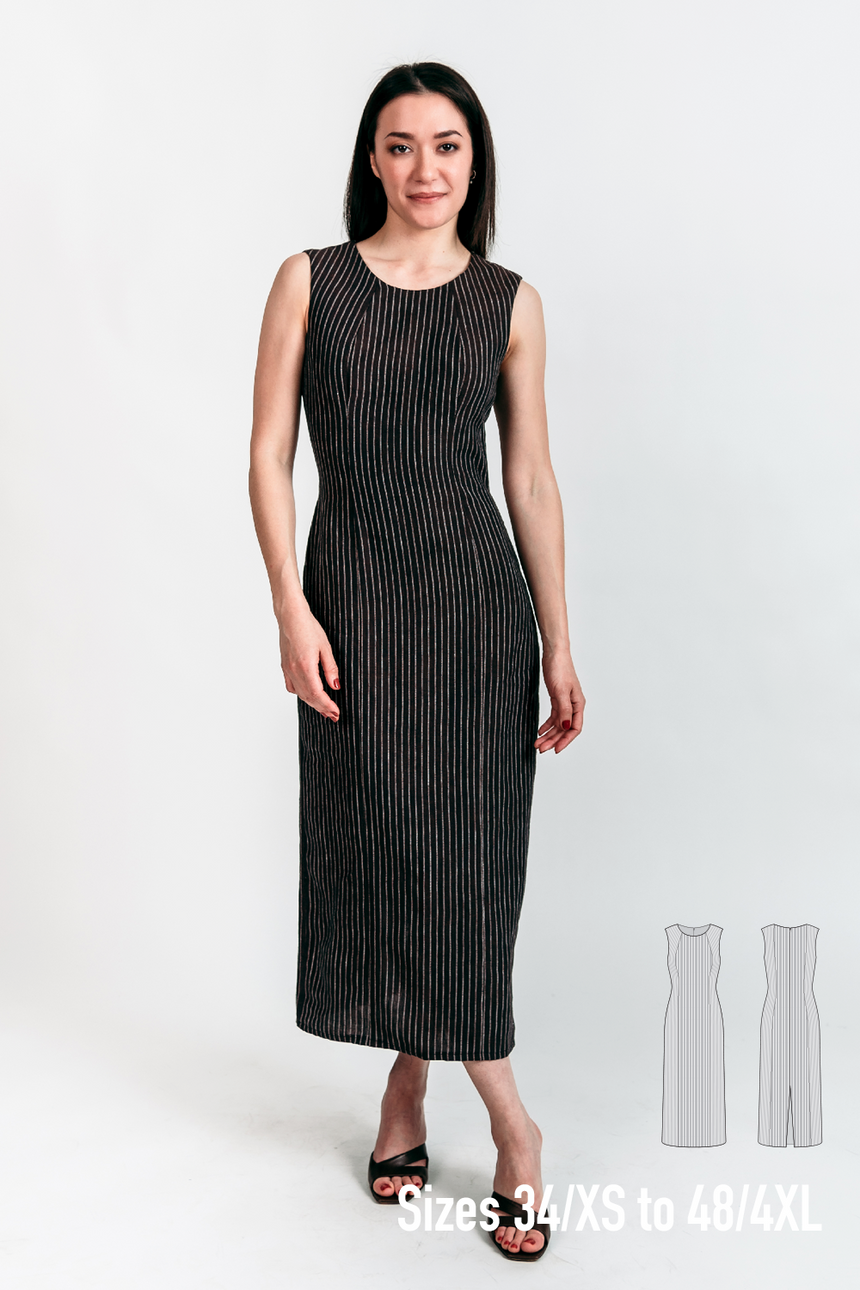 Athens Long Straight Dress #athensdiydress Digital Sewing Pattern