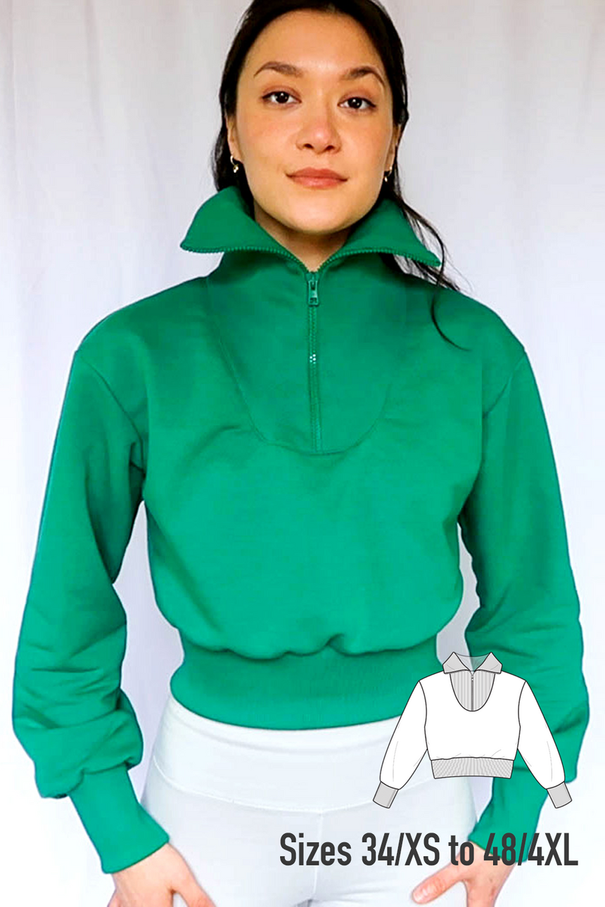 Zip cropped sweatshirt #gabysweatshirt PDF Sewing Pattern