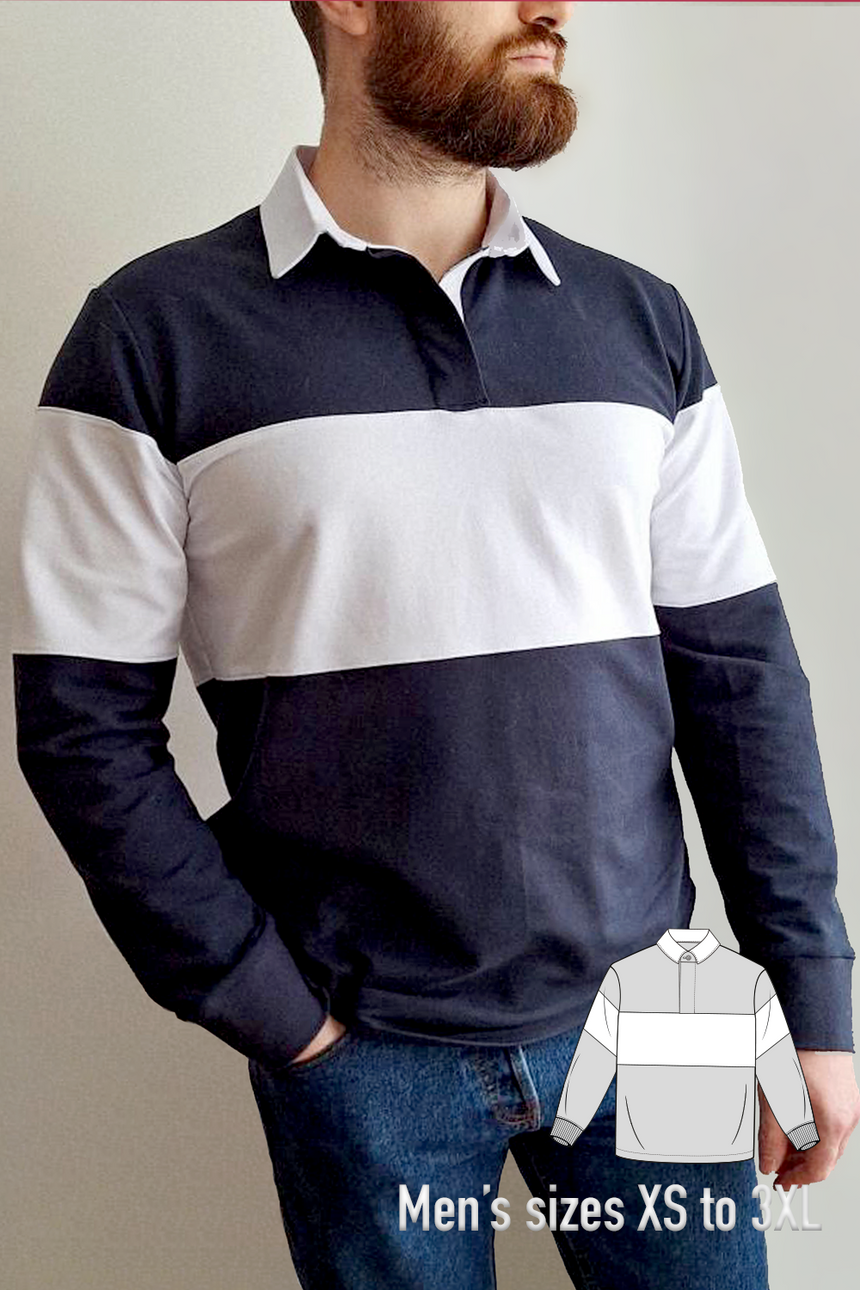 Ovali Men's Rugby Polo Shirt XS-3XL PDF Sewing Pattern