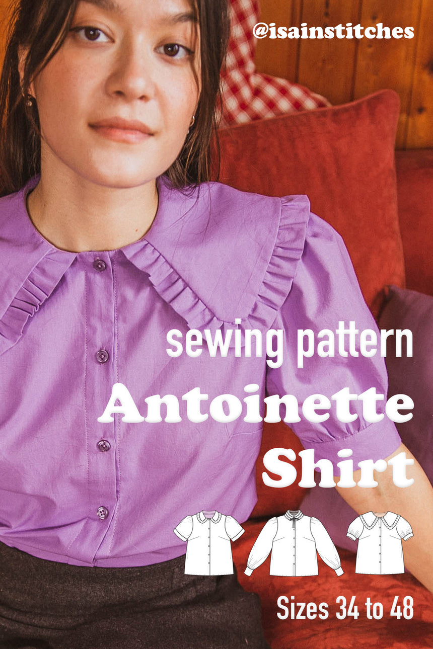 Big collar and puffy sleeves blouse #antoinetteshirt PDF Sewing Pattern