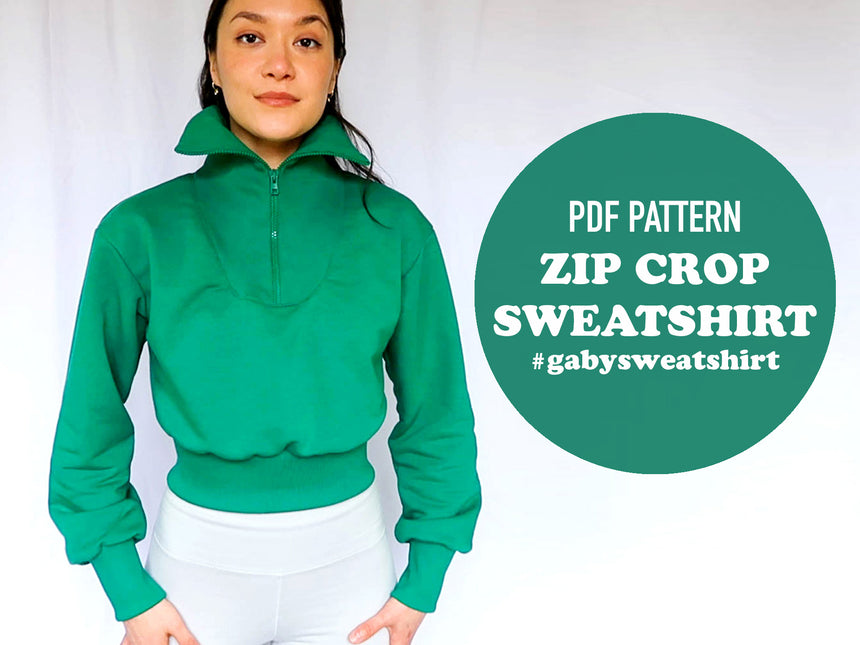 Zip cropped sweatshirt #gabysweatshirt PDF Sewing Pattern