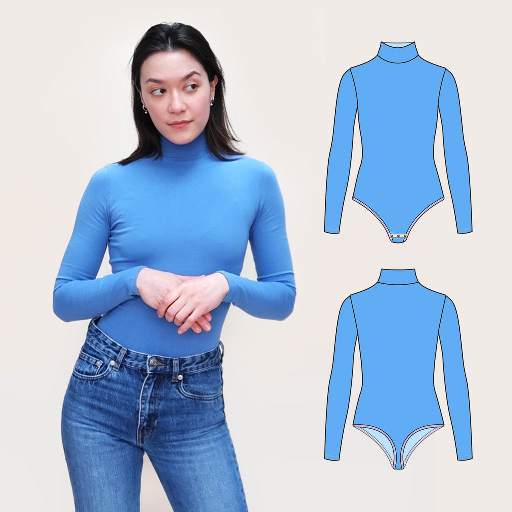 Turtleneck bodysuit #sukibodysuit PDF Sewing Pattern