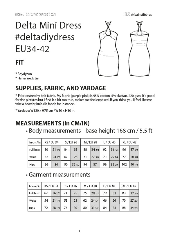 Halter Neck Bodycon Jersey Mini Dress #deltadiydress PDF Sewing Pattern