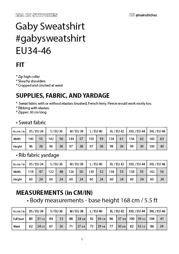 Zip cropped sweatshirt #gabysweatshirt PDF Sewing Pattern